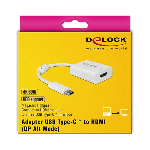 DeLOCK Adaptador USB Tipo C a HDMI 4K 60Hz HDR 63937 Blanco DeLOCK Adaptador USB Tipo C a HDMI 4K 60Hz HDR 63937 Blanco