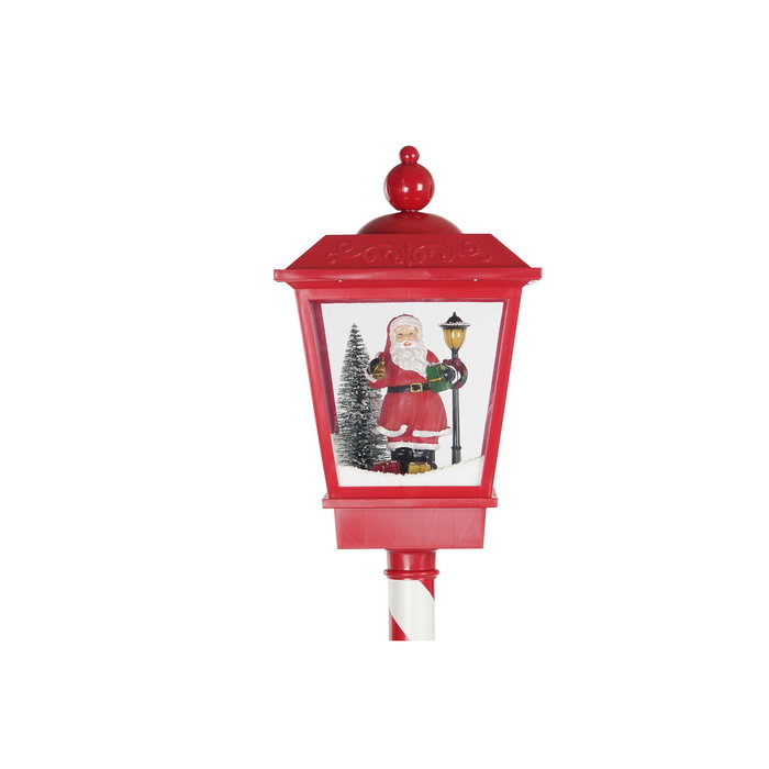 DKD Home Decor Farola LED de Plástico Roja con Efecto Nieve Musical