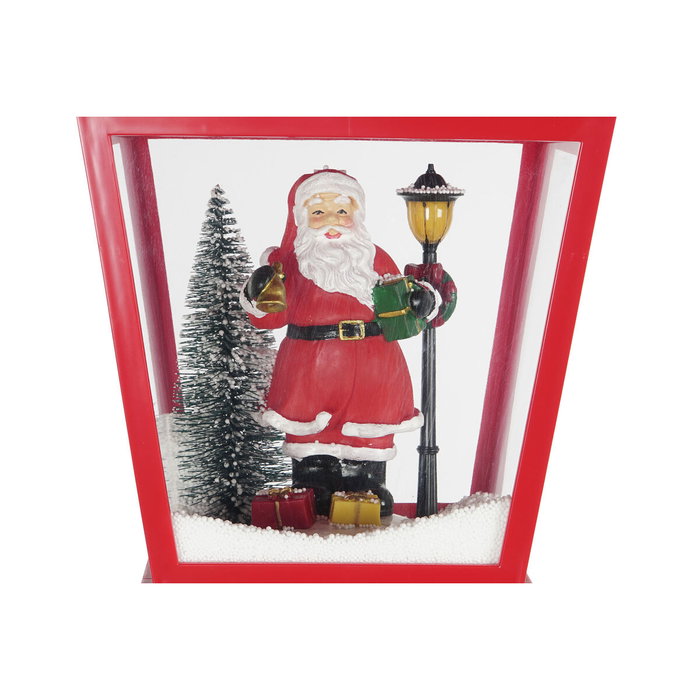 DKD Home Decor Farola LED de Plástico Roja con Efecto Nieve Musical
