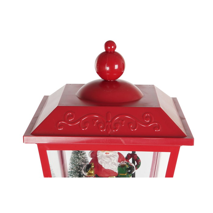 DKD Home Decor Farola LED de Plástico Roja con Efecto Nieve Musical