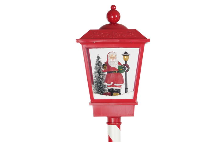 DKD Home Decor Farola Navidad Tradicional Rojo Blanco 30 x 180 x 30 cm con efecto nieve LED