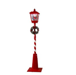 DKD Home Decor Farola Navidad Tradicional Rojo Blanco 30 x 180 x 30 cm con efecto nieve LED
