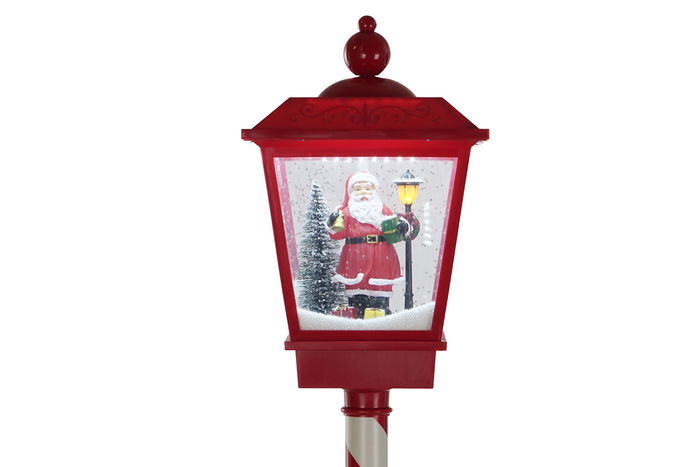 DKD Home Decor Farola Navidad Tradicional Rojo Blanco 30 x 180 x 30 cm con efecto nieve LED