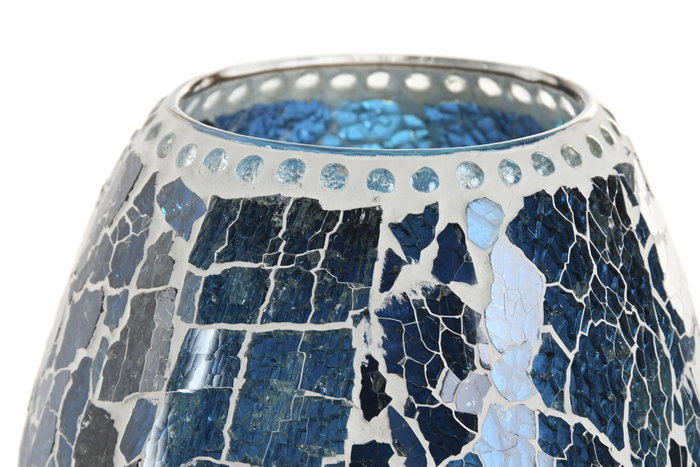 DKD Home Decor Lámpara de Sobremesa Cristal Craquelado Azul
