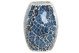 DKD Home Decor Lámpara de Sobremesa Cristal Craquelado Azul