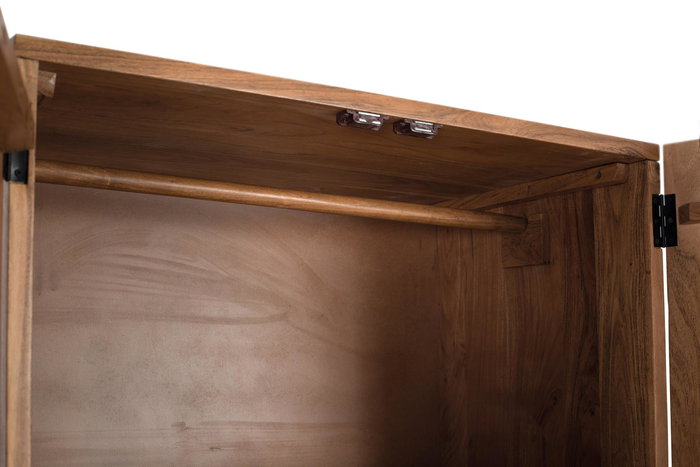 GINER Y COLOMER Mueble de Madera de Acacia con Patas de Metal, 180x90x55 cm, Armario de Almacenamiento con Estantes y Barra para Colgar