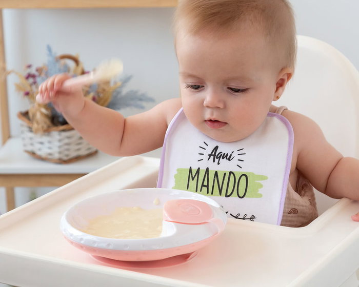 KioKids Plato Térmico con Ventosa Antivuelco Rosa para Bebé +4 Meses