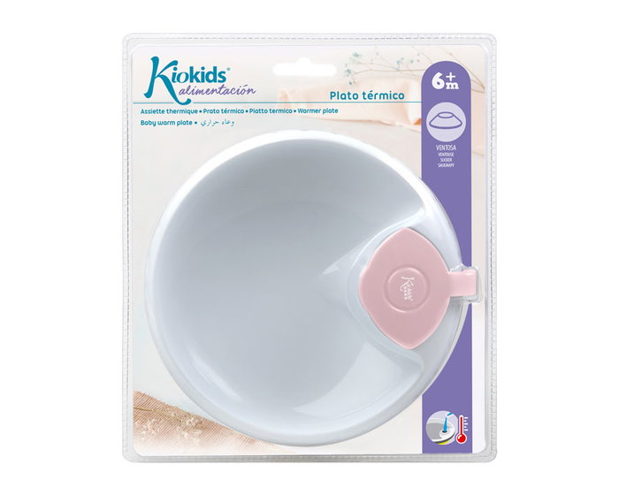 KioKids Plato Térmico con Ventosa Antivuelco Rosa para Bebé +4 Meses