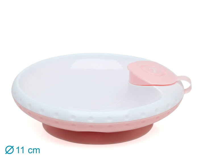 KioKids Plato Térmico con Ventosa Antivuelco Rosa para Bebé +4 Meses