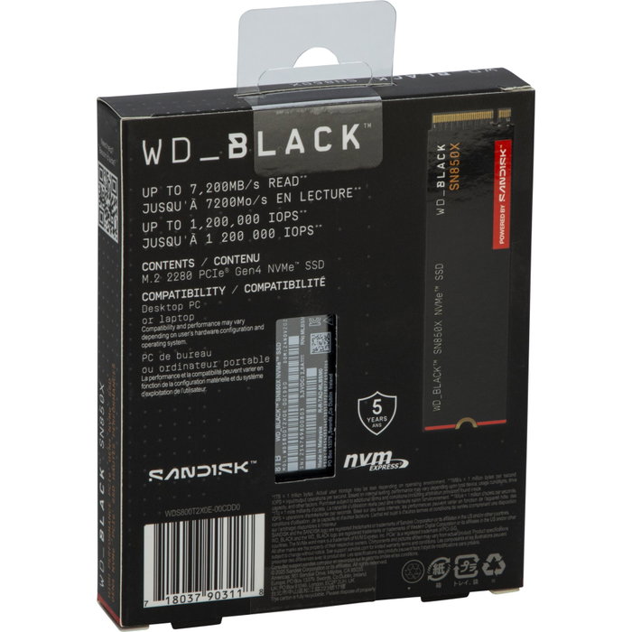 Western Digital Black SN850X 8 TB NVMe SSD M.2 2280 Western Digital Black SN850X 8 TB NVMe SSD M.2 2280