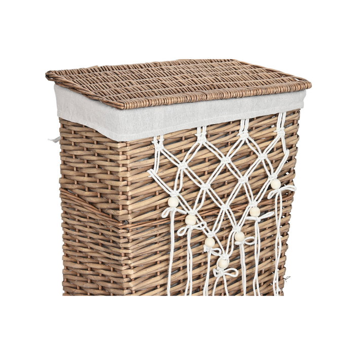DKD Home Decor Set de 5 Cestas de Ropa de Mimbre y Algodón Natural