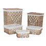 DKD Home Decor Set de 5 Cestas de Ropa de Mimbre y Algodón Natural
