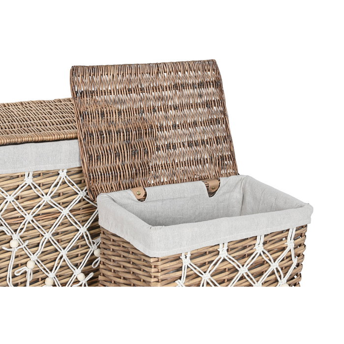 DKD Home Decor Set de 5 Cestas de Ropa de Mimbre y Algodón Natural