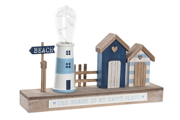 DKD Home Decor Decoración Luminosa LED MDF Faro Azul
