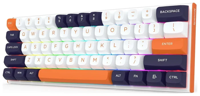 Redragon K683WBO-RGB-M FIDD Teclado Gaming Mecánico 61 Teclas RGB USB Cable Blanco-Negro Layout Polaco
