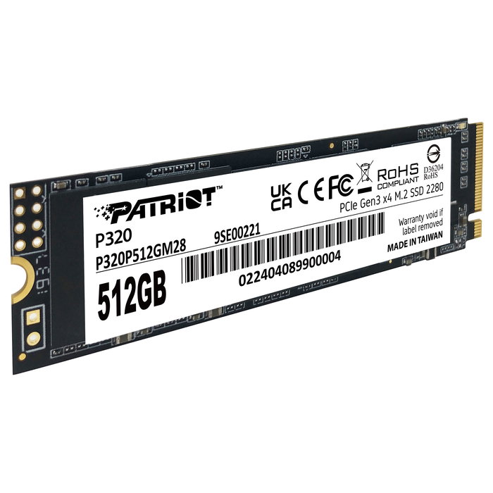 Patriot P320 PE997 SSD M.2 512 GB NVMe PCIe 3.0 x4 2280, Lectura 3000 MB/s, Escritura 2200 MB/s, para PC/Portátil