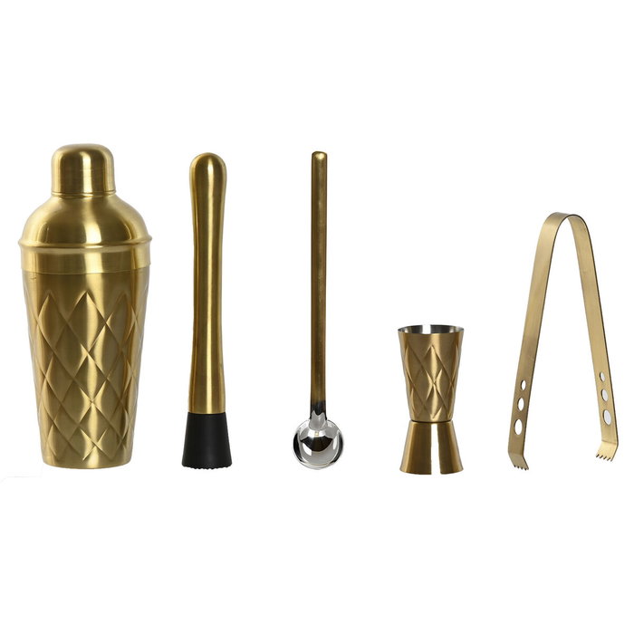 DKD Home Decor Set de Coctelería de 5 Piezas en Acero Inoxidable Mate Dorado