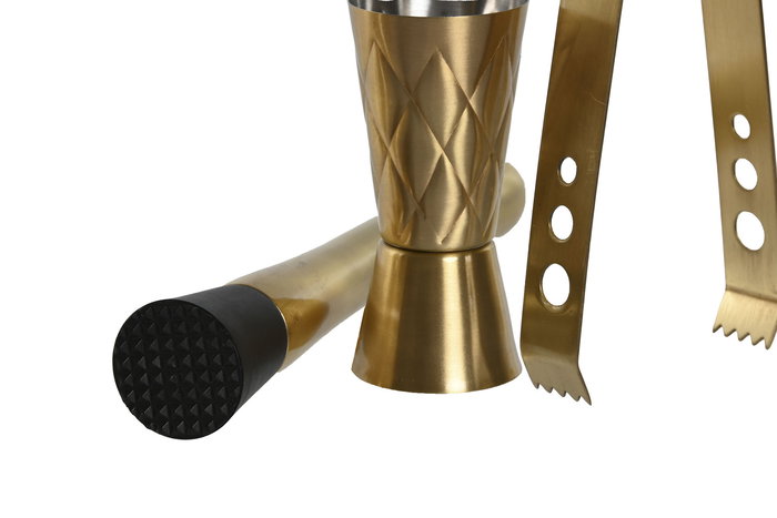 DKD Home Decor Coctelera Dorado Inox 8 x 20 x 8 cm Set de 5 DKD Home Decor Coctelera Dorado Inox 8 x 20 x 8 cm Set de 5