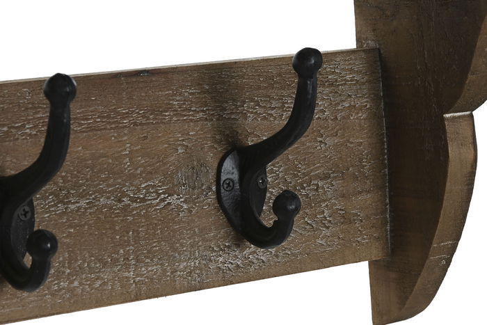 DKD Home Decor Perchero Pared Colonial Marron Negro 17 x 27 x 67 cm