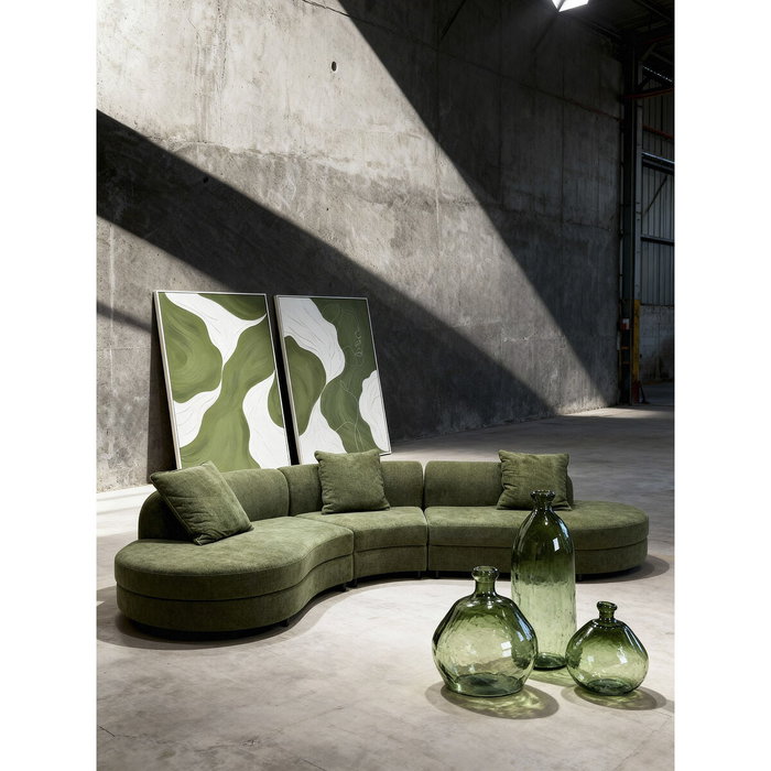 DKD Home Decor Cuadro Lienzo Abstracto Surtido de 2 Piezas Verde y Blanco 80x120 cm