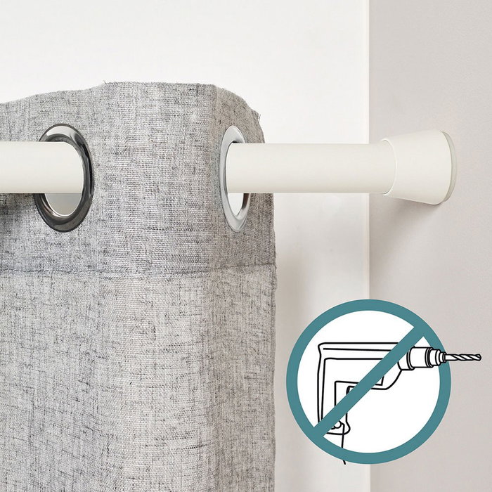 Cintacor - Storplanet Barra de Cortina Extensible a Presión, Sin Taladro, Blanco, Ø2.8-2.5 x 140-250 cm, Carga 7.2 kg