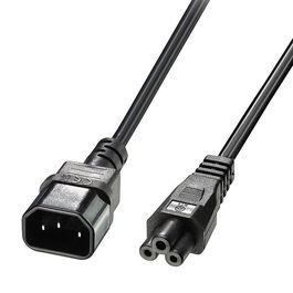 Lindy Cable de Corriente C5 a C14 de 1m, Conector 'Mickey Mouse' a IEC, Cable de Alimentación Negro