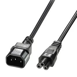 Lindy 30340 Cable de Alimentación 1m, Conector C14 Macho a Conector C5 Hembra, Negro