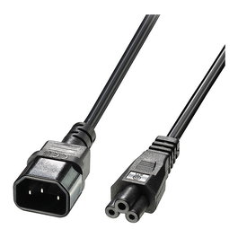 Lindy Cable de Corriente C5 a C14 de 1m, Conector 'Mickey Mouse' a IEC, Cable de Alimentación Negro