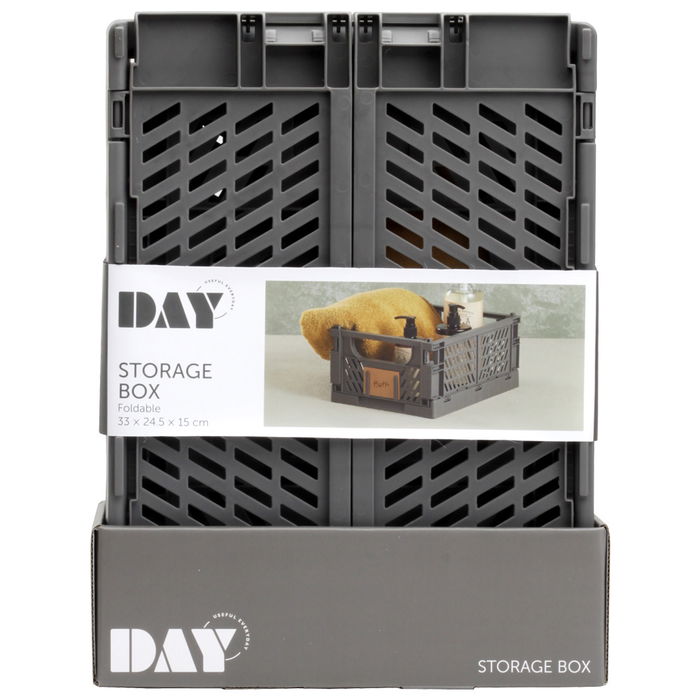 Day Caja Plegable 33x24,5 cm Dark Grey 10 L Almacenaje Apilable Resistente 20 kg