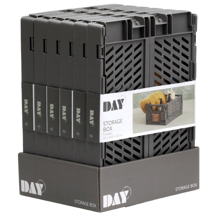 Day Caja Plegable 33x24,5 cm Dark Grey 10 L Almacenaje Apilable Resistente 20 kg
