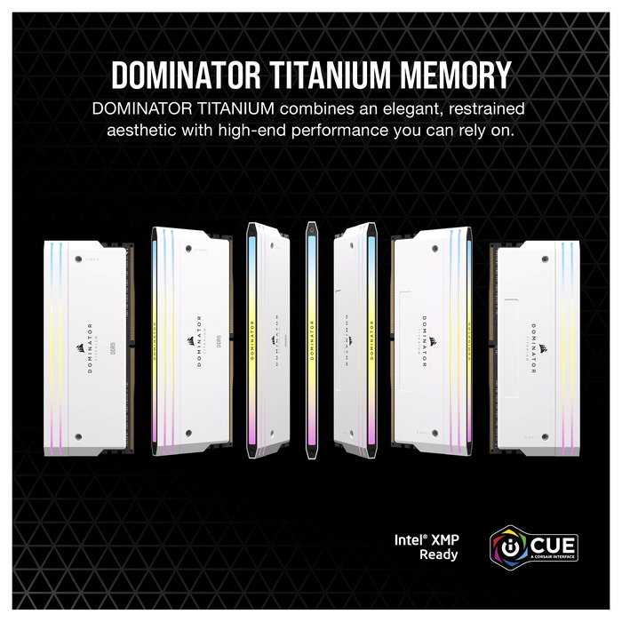 Corsair CMP32GX5M2B6000C30W KIT Memoria RAM Dominator Titanium RGB 32GB (2x16GB) DDR5 6000MHz CL30 1.4V Intel XMP 3.0
