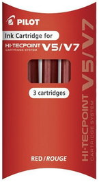 Recambio Pilot Roller V-5 Recargable Rojo Blister De 3 (Set de 12)