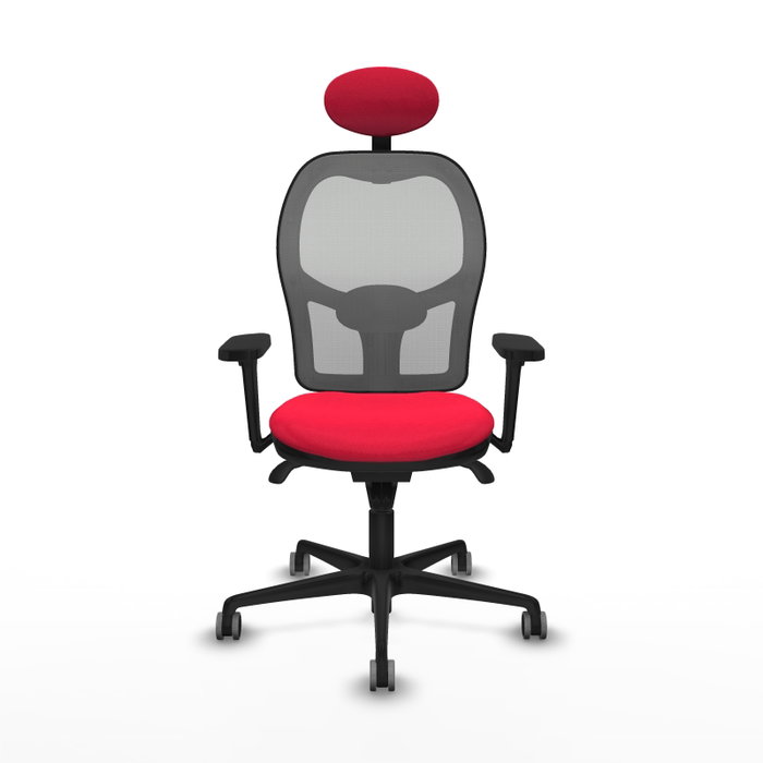 PIQUERAS Y CRESPO Silla de oficina Jorquera con mecanismo Sincro, tela roja y malla gris