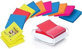 Post-It PACK DISPENSADOR BLANCO PRO + 12 BLOCS 90 HOJAS Z-NOTES 76X76MM SUPER STICKY COLORES VARIADOS 7100039361