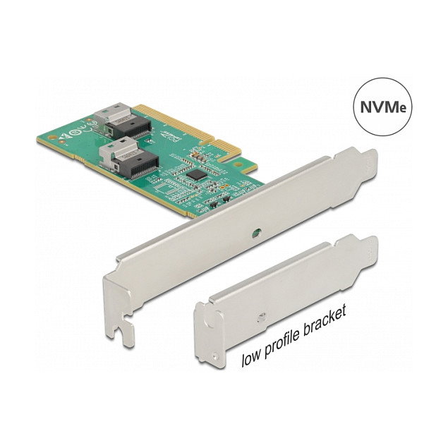 DeLOCK 90076 Tarjeta PCI Express 4.0 x8 a 2 x SFF-8654 4i NVMe Perfil Bajo