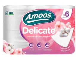 Amoos Papel Higienico Delicate 3 Capas Blanco Paquete 6 Rollos 20 Metros