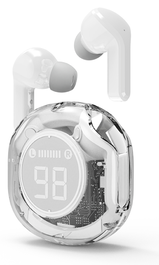Gembird Auriculares Bluetooth TWS Blancos con Indicador de Batería LCD
