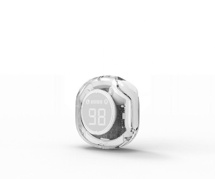 Gembird Auricular TWS con Indicador de Batería LCD, Transparente, Blanco