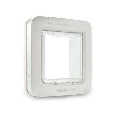 SureFlap SUR101 Microchip Pet Door, Gatera Automática con Identificación por Chip para Gatos, Color Blanco, Funciona a Batería