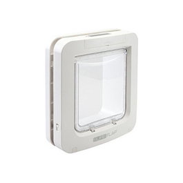 SureFlap SUR101 Microchip Pet Door, Gatera Automática con Identificación por Chip para Gatos, Color Blanco, Funciona a Batería