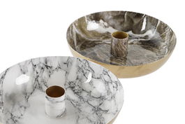 DKD Home Decor Candelabro Moderno Metal Marron Blanco 15 x 3 x 15 cm (4 Unidades)