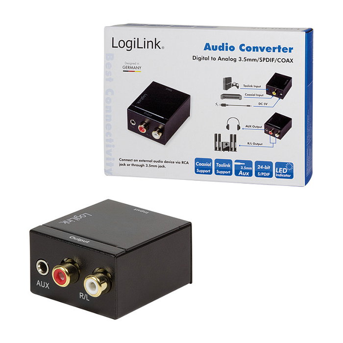 LogiLink Convertidor de Audio Digital a Analógico SPDIF/COAX a 3.5mm