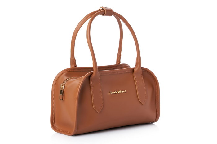 Lucky Bees Bolsa de Hombro Amelia Color Tan Cuero de Polivinilo 28x11x16 cm