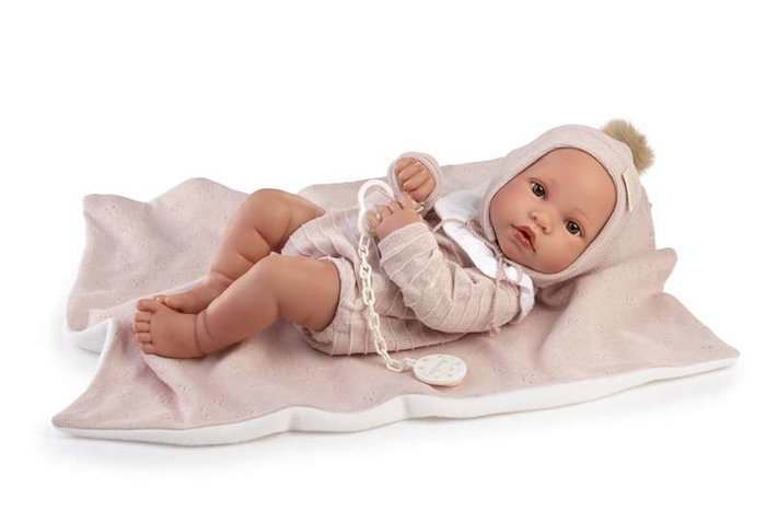 Antonio Juan Muñeca Recién Nacida Erika con toquilla rosa, 42cm, idioma: español