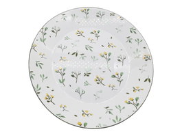 DKD Home Decor Plato de Vidrio Opal Floral Símil Porcelana Verde y Amarillo