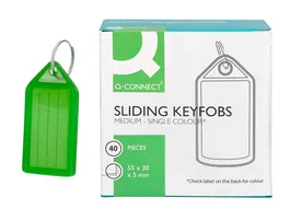 Q-connect Llavero portaetiquetas Premium, color verde, caja de 40 unidades