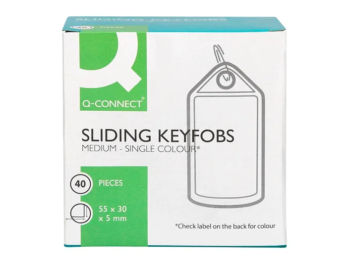 Q-connect Llavero portaetiquetas Premium, color verde, caja de 40 unidades