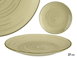 Vessia Plato Llano 27 cm Espiral Verde Oliva Loza Cerámica 27x27x3 cm (Set de 24)