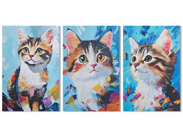 DKD Home Decor Cuadro Lienzo MDF 40x1,8x60 Gatito Lacado Surtido de 3