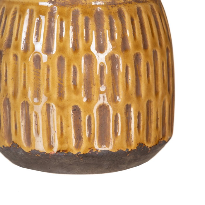 Macetero Mostaza Cerámica Decoración 14 X 14 X 13 cm (Set de 2)